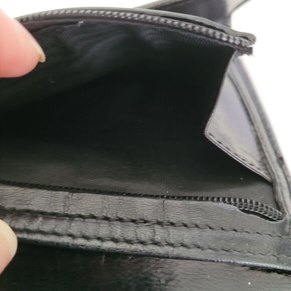 GUCCI Turnlock Leather Card Bill Wallet Medium Monogram Tifold Black Unisex - Picture 9 of 14